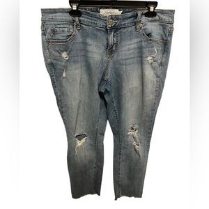Torrid brand distressed jeans with raw hem. Size 12. EUC